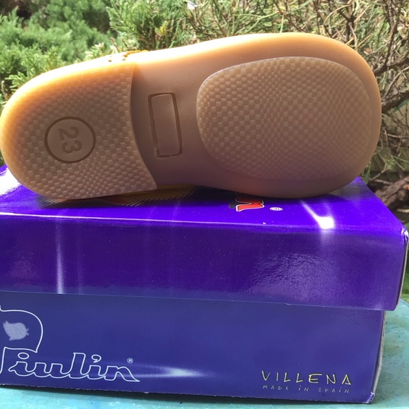 Piulin Villena 23 (3) TODDLER Leather ankle lace-up Bootie in mustard yellow,NWT - Picture 6 of 6